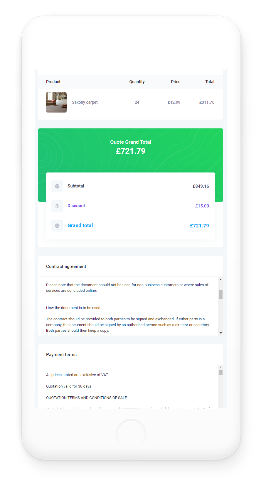 QuickQuotes PRO - Documents attached to the quote