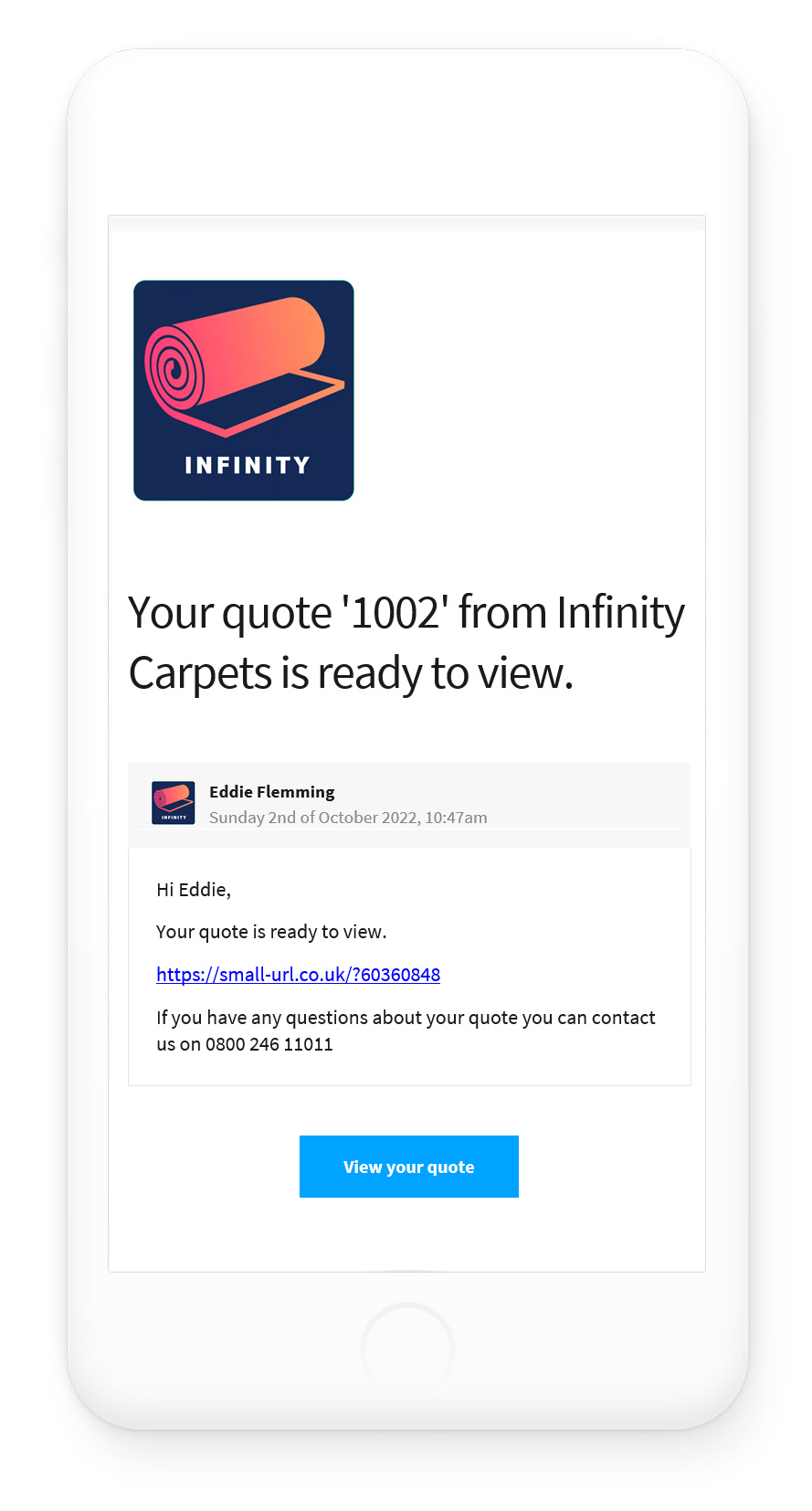 QuickQuotes PRO - Quote is emailed to the customer